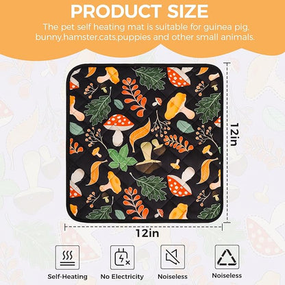 Homimp 4 Pcs Guinea Pig Pee Pads,Self Heating Guinea Pig Bed Pads for Winter Keep Warm,Washable&Anti Slip Small Animal Beds for Indoor Rabbit Hamster Squirrel Hedgehog Chinchilla Ferret,Black 12"x12"