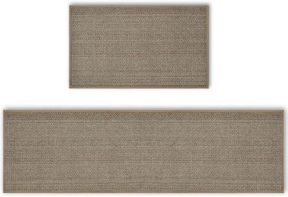 Artoid Mode Washable Non-Skid Rubber blend Kitchen Rugs and Mats Set of 2, Rubber Backing Kitchen Mats for Floor Kitchen Front of Sink Home Decor - 17x29 and 17x60 Inch