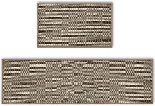 Artoid Mode Washable Non-Skid Rubber blend Kitchen Rugs and Mats Set of 2, Rubber Backing Kitchen Mats for Floor Kitchen Front of Sink Home Decor - 17x29 and 17x60 Inch