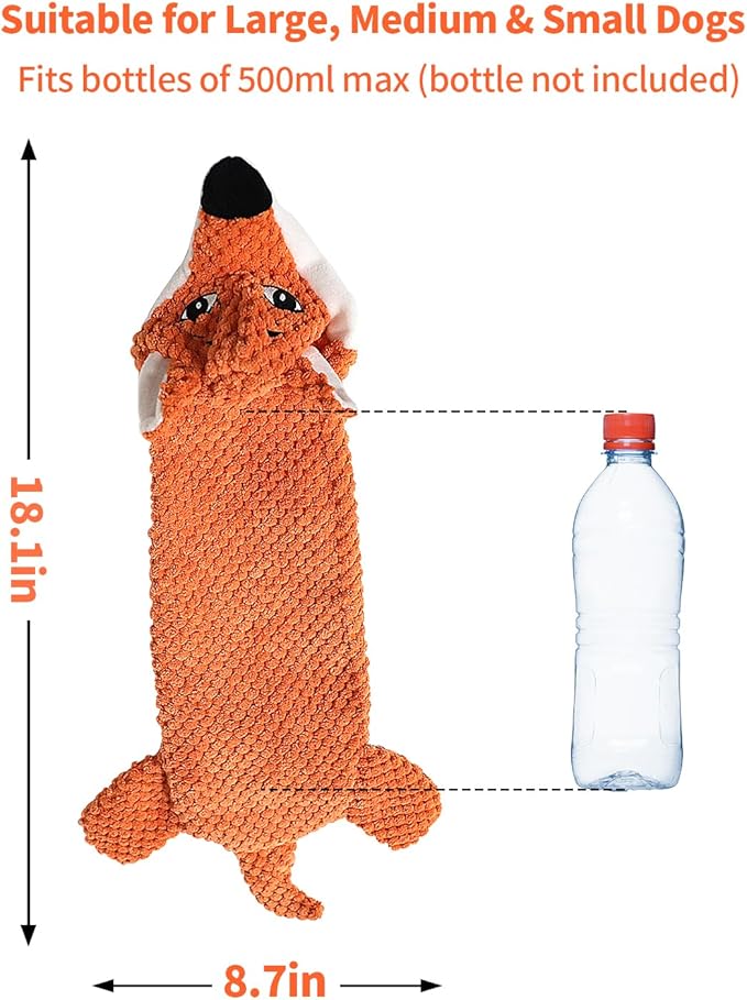 Dog Toys, Squeaky Plush No Stuffing Crinkle Dog Toy for Small Medium Large Dogs, [3 Pack] Interactive Puppy Teething Water Bottle Dog Chew Toy