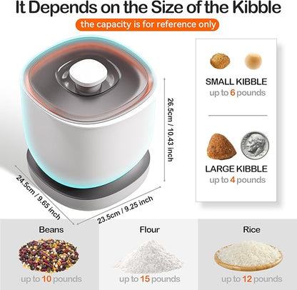 CTIME Airtight Cat Food Container for Small Dog Bird Pet Treats & Dry Food -6 lb(White)