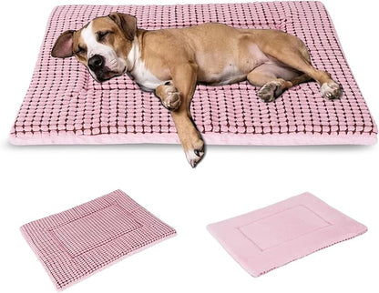 BVAGSS Reversible Dog Crate Pad, Memory Foam Pet Bed Mat, Soft Warm Machine Washable Sleeping Kennel Mattress for Small Medium Large Dogs XH079 (42''x28''x1.6'',Pink)