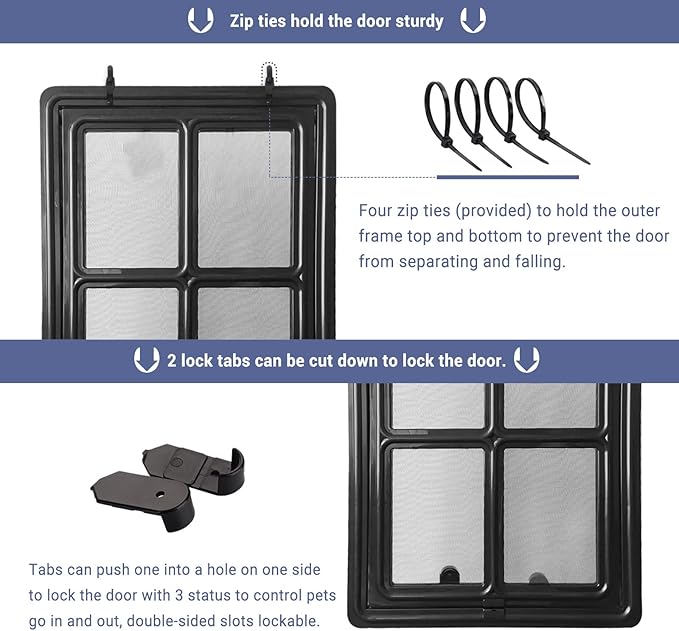 Namsan Pet Screen Door, Dog Door for Sliding Screen Door, 12x16 Inches Doggy Door for Screen Door, Magnetic Close Dog Door Window Porch, Large, Black
