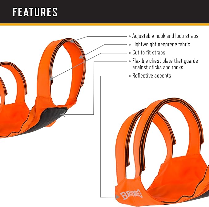 Browning Pet Vests, Hi Vis Safety Vests for Dogs, Safety Orange, Medium, Chest Protection Vest