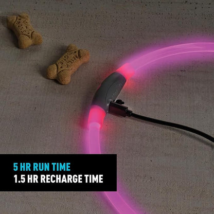 Nite Ize NiteHowl Rechargeable LED Safety Necklace - Dog Light for Dog-Walking Gear - Weather-Resistant Design - 5 Hours Runtime - Cut to Fit from 12” to 27” - Tie Dye Pink