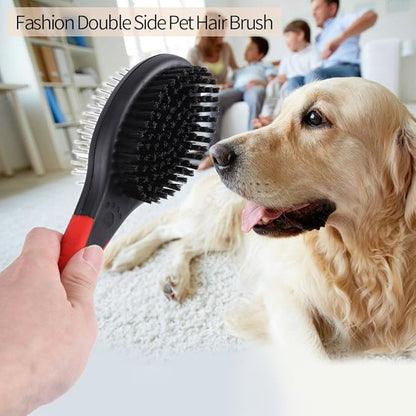 Double Sided Pet Brush, Professional Double Sided Pin & Brush for Dogs & Cats, Soft Salon Grooming Massage Clean for Pet(M)
