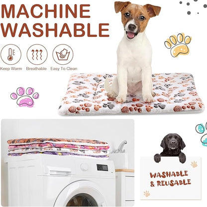 Tuanse 4 Pack Ultra Soft Dog Cat Bed Mat Small Animal Guinea Pig Bed with Cute Print Reversible Fleece Dog Crate Kennel Pad Cozy Washable Thickened Hamster Pet Beds Mat(30 x 22 Inches,Vivid Color)