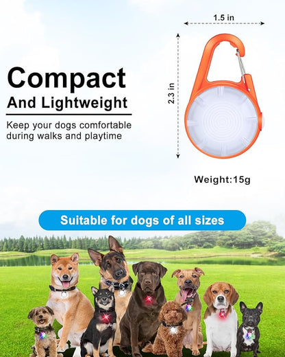 Dog Collar Light, 4 Modes Dog Lights for Night Walking, Rechargeable LED Pet Collar Light for Nighttime Clip on, IP68 Waterproof Pet Walking Accessories-2 Pack (Orange)