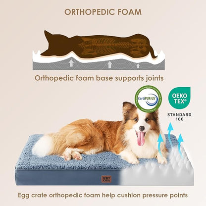 EHEYCIGA Orthopedic Dog Beds for Large Dogs with Removable Washable Cover, Spa Blue, 36x27