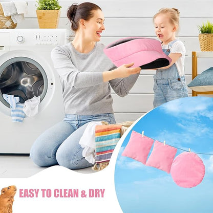 Guinea Pig Couch - Guinea Pig Bed, Removable Cushioned Pillow, Round Cuddle Cup Shape, Pure Pink and Gray, Ideal Bed for Small Pets