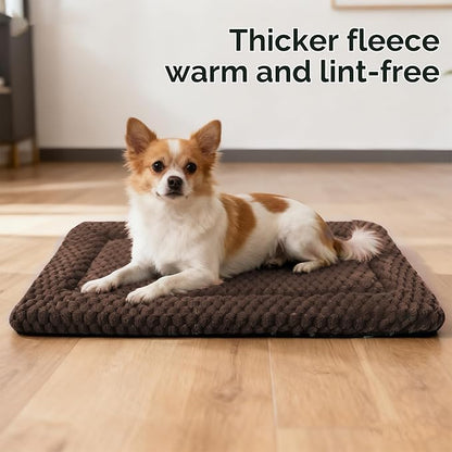 Dog Bed Crate Mat, Soft Durable Washable Anti-Slip Kennel Pad for Dogs & Cats, Reversible (Dark Brown, L(35"*23"*1.5"))