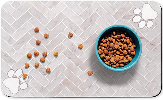 Dog Food Mats,Cat Absorbent Water Bowl Feeding Mats Pet Placemats for Food and Water Wood 17 * 30 inch