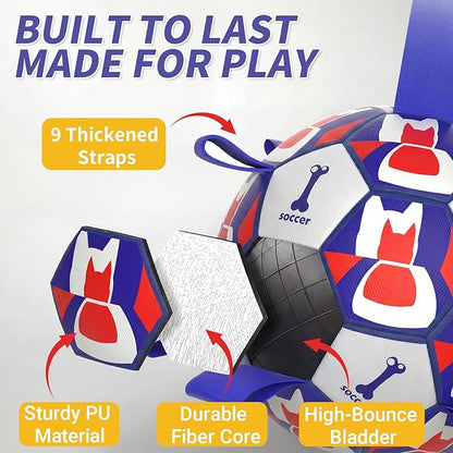Interactive Dog Ball Toys, 2026 Dog Soccer Ball with Thicken Straps for Small Medium Breeds Tug of War, Small Herding Balls with Pump for Puppy Dogs Outdoor Play Training (Blue, 6 Inch)