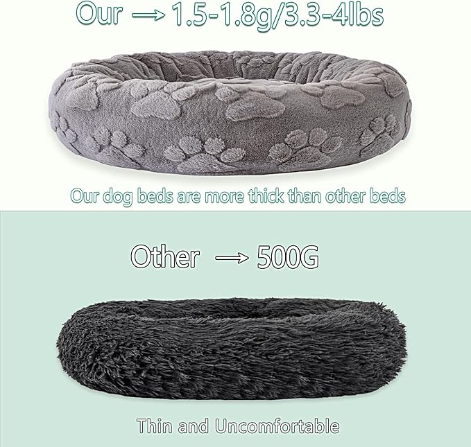 31 Inch Calming Dog Bed for Medium Dogs, Round Anti-Anxiety Warm Bed, Soft Cozy Anti-Slip Donut Washable Pet Bed, Fits up to 50 lbs Pets
