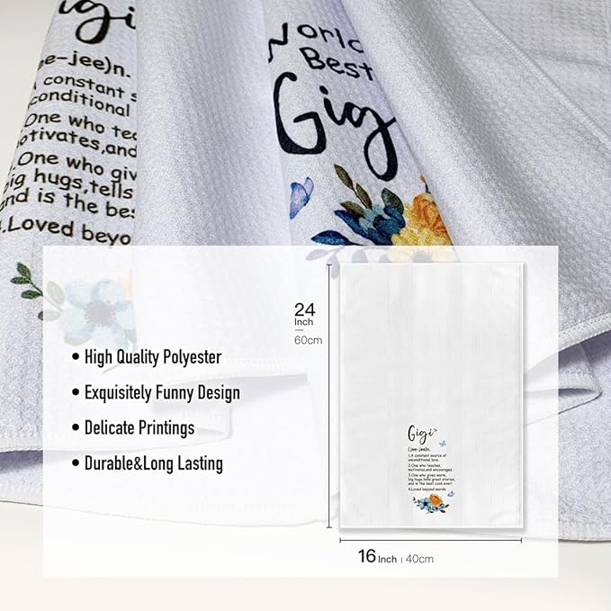 Kitchen Towels for Gigi-Funny Joked Hand Dish Kitchen DéCor, Hilarious Absorbent Tea Towel, for Mimi Nana Grandmother On Mother's Day,Birthday,Christmas,Thanksgiving 16" x 24"