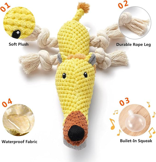 Dog Toys, Dog Plush Toy for Large Breed, Cute Squeaky Dogs Toy with Crinkle Paper, Puppy Stuffed Animal Chew Toys for Small, Middle, Large Breed (Lion)
