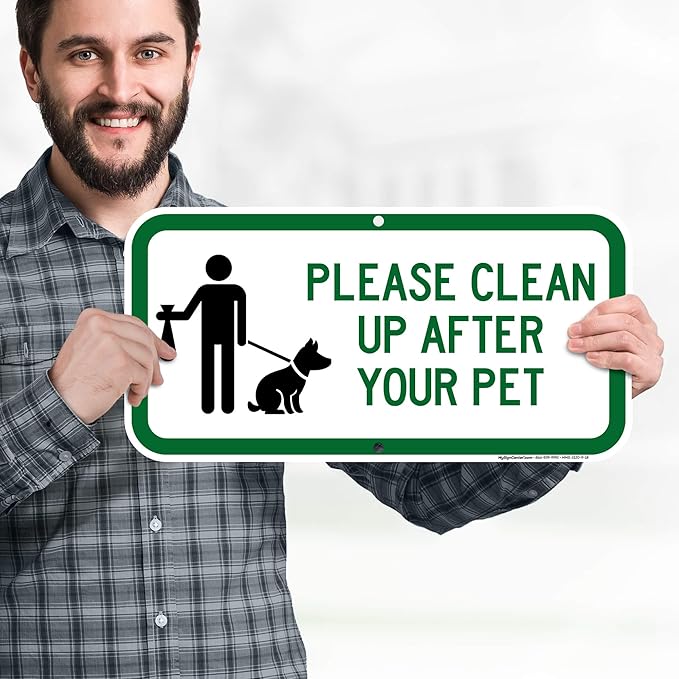 Please Clean Up After Your Pet Sign, 9x18 Inches, Rust Free DiBound, Fade Resistant, Made in USA by My Sign Center