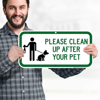 Please Clean Up After Your Pet Sign, 9x18 Inches, Rust Free DiBound, Fade Resistant, Made in USA by My Sign Center