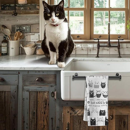 Cat Kitchen Towels - Quick-Dry Decorative Kitchen Hand Towels with Swarm of Kittens Art, Decorative Dish Towel for Enthusiastic Pet Moms | Whimsical Home Accent & Crazy Cat Lady Gifts