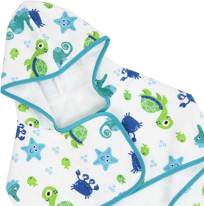 HDE Dog Bathrobe Super Absorbent Quick Drying Puppy Towel Wrap Coat Adjustable After Bath Robes with Hood for Dog Sizes S-XXL Sea Animals XL