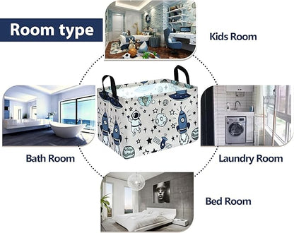 Rec Spaceman Print Box Hamper Storage Basket Collapsible Organizer Bin Gift Shelf Baskets for Home and Kitchen Storage