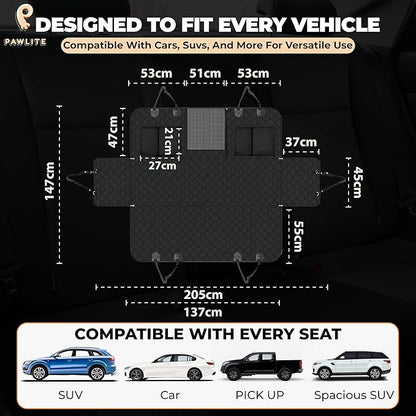 Rear Dog Seat for Large Dogs – 400lbs Capacity, Waterproof & Anti-Scratch Dog Car Seat Cover with Seatbelt Strap, Travel Bag Included – Universal Fit for SUV, Trucks – All Black