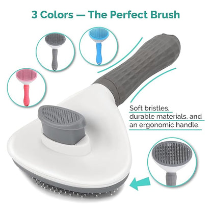 PETS-LAMB Self-Cleaning Dog and Cat Grooming Brush, Suitable for Long or Short Hair, Loose Hair Removal Brush, Easy to Remove, Pet Massage Tool. (GREY)
