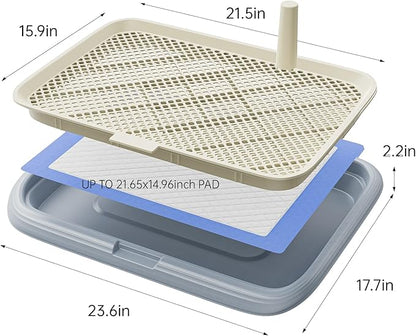 Dog Potty Tray, 23.6"x17.68" Indoor Pet Pee Pad Holder,Puppy Training Holder,Bathroom Dog Litter Box, Pet Toilet for Small and Medium Dogs,Housebreaking Supplies, Pet Products(Black)