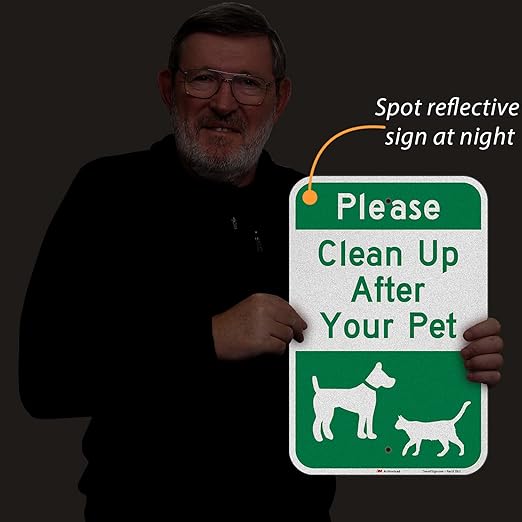 Please Clean Up After Your Pet Sign, 18 x 12 inch, 63 mil thick, 3M Laminated Engineer Grade Reflective Aluminum Sign by Smartsign, Made in USA
