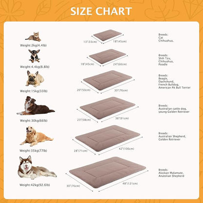 Reversible Dog Bed Mat with Plush and Corn Velvet,Soft Warm Pet Cushion, Dual Purpose Washable Sleeping Mattress Bed for Small Medium Large Dog and Cat XB004 (36"x23", Khaki)
