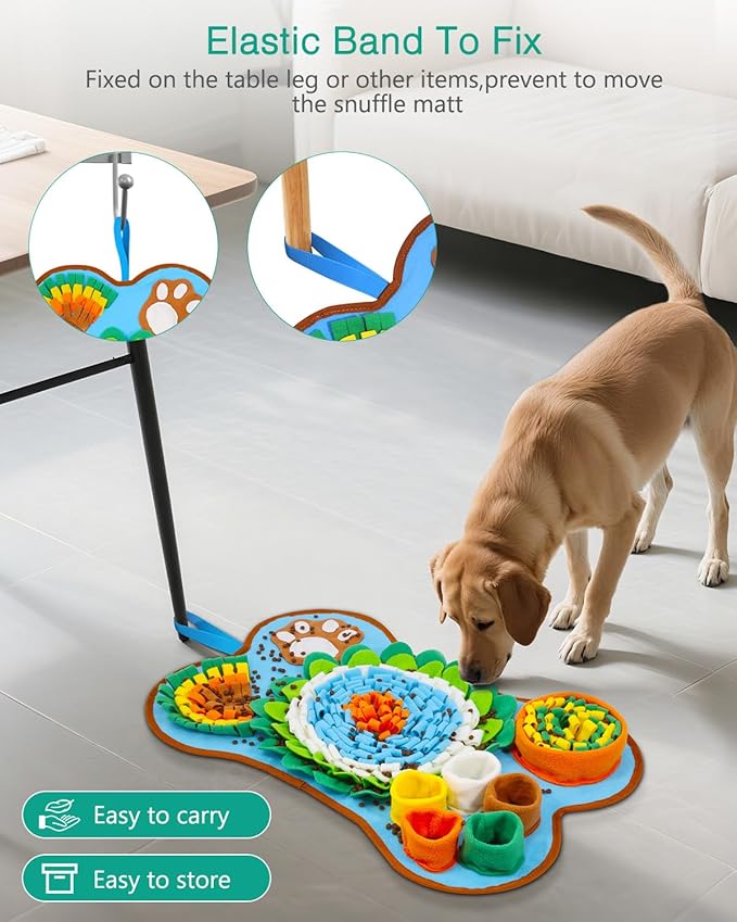 ORIA Snuffle Mat for Dogs, 25x17'' Interactive Slow Feeder Mat with Mental Stimulation for Boredom, Anxiety Relief, Dog Puzzle Toy & Treats Hunting Game for Small Medium Dogs