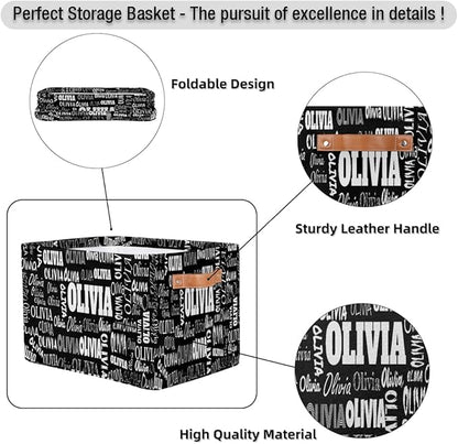 Custom Rectangular Baby Storage Basket, Kids Toys Bin, Books Shelf Basket, Clothes Towel Storage Bin for Nursery, Gift Basket, Pet Basket Solid Black, 15(L)x11(W)x9.5(H)