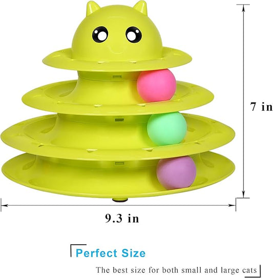 UPSKY Cat Toy Roller 3-Level Turntable Cat Toy Balls with Six Colorful Balls Interactive Kitten Fun Mental Physical Exercise Puzzle Toys