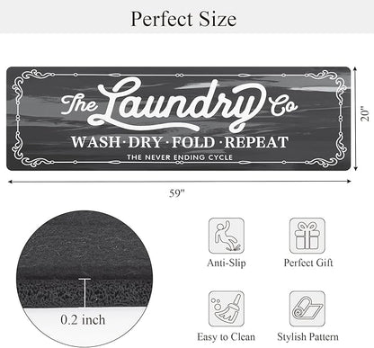 Pauwer Laundry Room Rug Runner 20"x60" Waterproof Rubber Laundry Mat Non Slip Kitchen Mats for Floor Washable Floor Mat Runner Rug for Farmhouse Mudroom Washroom Bathroom Decor