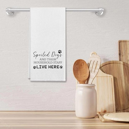 EIONEY Spoiled Dogs Live Here Funny Dog Kitchen Towels & Tea Towels,Dish Cloth Flour Sack Hand Towel for Farmhouse Kitchen Decor,24 X 16 Inches Cotton Dish Towels Dishcloths,Dog Lovers Gifts