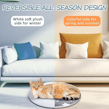 VitalCozy 2 Pack Self Heating Cat Pad Self Heating Cat Bed Machine Washable Heat Pet Mat Reversible Body Thermal Warm Round Dog Bed Crate Blanket for Feral and Indoor Cats(12'',Large Star)