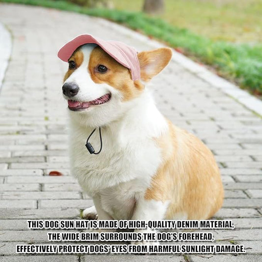 Dog Baseball Cap,Pet Summer Beach Hat,Dog Cat Sunbonnet Cap with Ear Holes,Adjustable Cat Visor for Small Medium Large Dogs (Pink, X-Large)