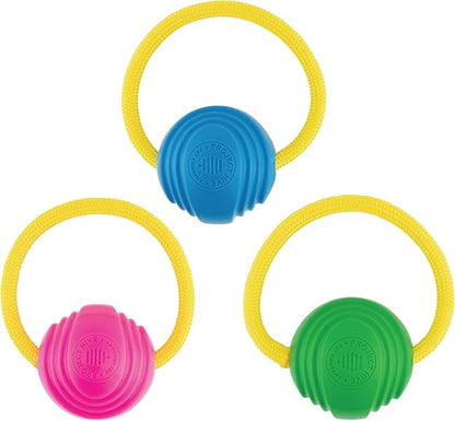 Project Hive Dog Ball | Set of 3 Looped Dog Balls | Interactive Dog Toys Compatible with Hive Zoomer Dog Toy Thrower | Perfect for Fetch and Tug Play | Pink, Green, Blue