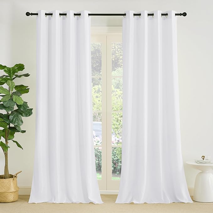 NICETOWN Non-See-Through Pure White Privacy Sheer Curtains 90 inches Long 2 Panels, 52" Wide Grommet Window Curtains Drapes for Living Room Bedroom- Home Decoration Light Filtering Elegant Drapes