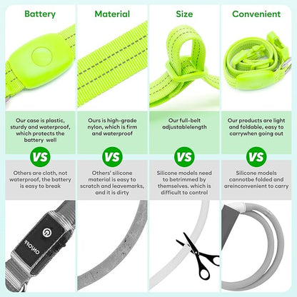 LED Dog Collar, Reflective Glow Collar for Night Safety, USB Rechargeable, Waterproof, Flashing (Green, Medium)