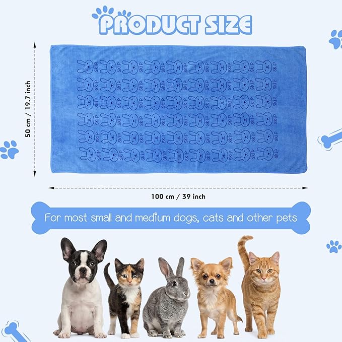 Irenare 12 Pcs Dog Towels Microfiber Pack Bulk, 20 x 40 inch Quick Drying Absorbent Pet Puppy Towels for Drying Small Puppy Dog Cat Pet Kitten Grooming Bathing Shower Travel Supplies (Blue)