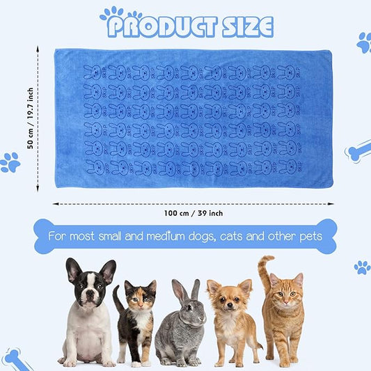 Irenare 12 Pcs Dog Towels Microfiber Pack Bulk, 20 x 40 inch Quick Drying Absorbent Pet Puppy Towels for Drying Small Puppy Dog Cat Pet Kitten Grooming Bathing Shower Travel Supplies (Blue)