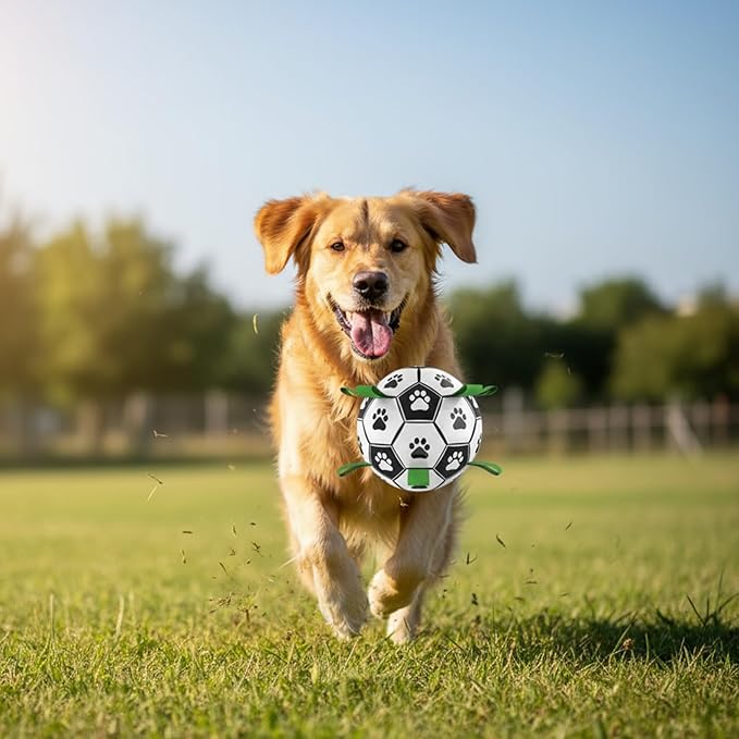Dog Toys, World Cup Soccer Ball with Straps, Interactive Lightweight Dog Toys for Outdoor Play, Tug of War, Puppy Birthday Gifts, Water Toy - Ideal Pet Gift for Large Dogs (8 Inch)