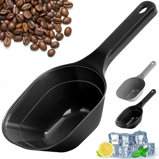2PACK Dog-Cat Food-Scoop Measuring-Cup,1 Cup Capacity Versatile Plastic Pet Food Scoop with Measuring Lines 1 Cup and 1/2 Cup for Precise Portion Control (Black and Grey)