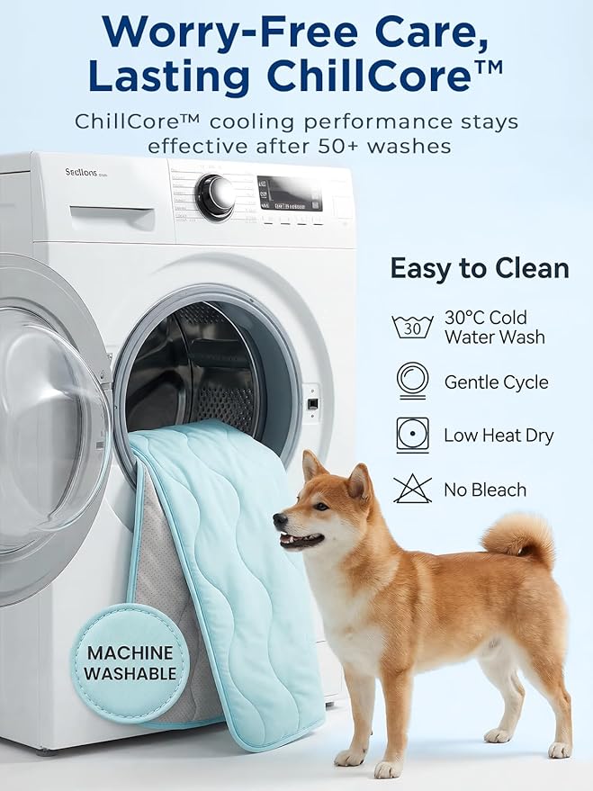 furrybaby Dog Cooling Mat for Large Dogs, 30"x20" Self Cooling Pet Cooling Mat for Dogs & Cats, QMAX>0.5, Thickened Cool Fiber, Cooling pad for Dog Bed, Durable Portable Indoor/Outdoor Summer,Blue