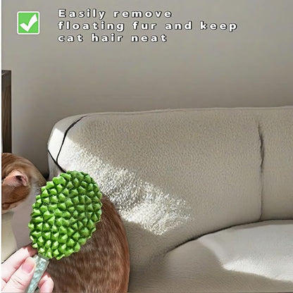 Pet Durian Massage Comb, Dual-Sided Cat Dog Grooming Tool with Back Scraping Teeth, Green, 8.66 inch