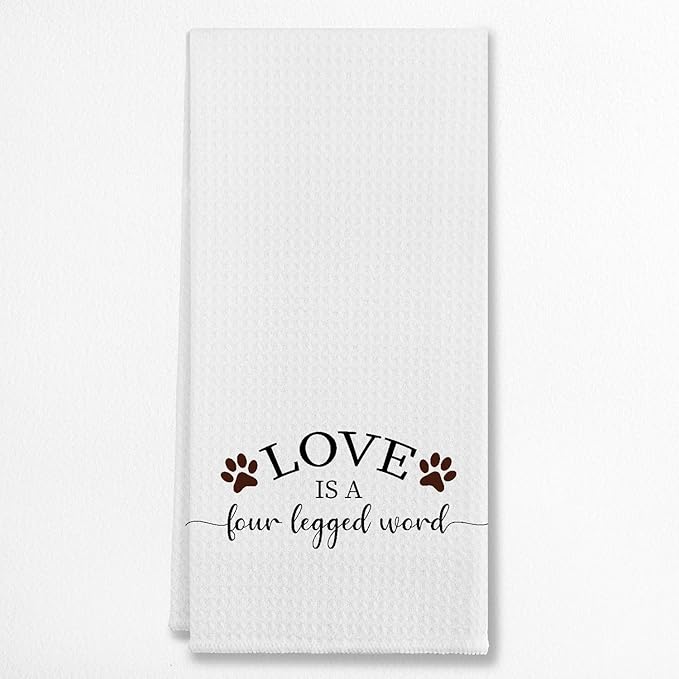 EIONEY Cute Dog Paws Love is A Four Legged Word Kitchen Towels & Tea Towels,Dish Cloth Flour Sack Hand Towel for Farmhouse Kitchen Decor,24 X 16 Inches Cotton Dish Towels Dishcloths,Dog Lovers Gifts