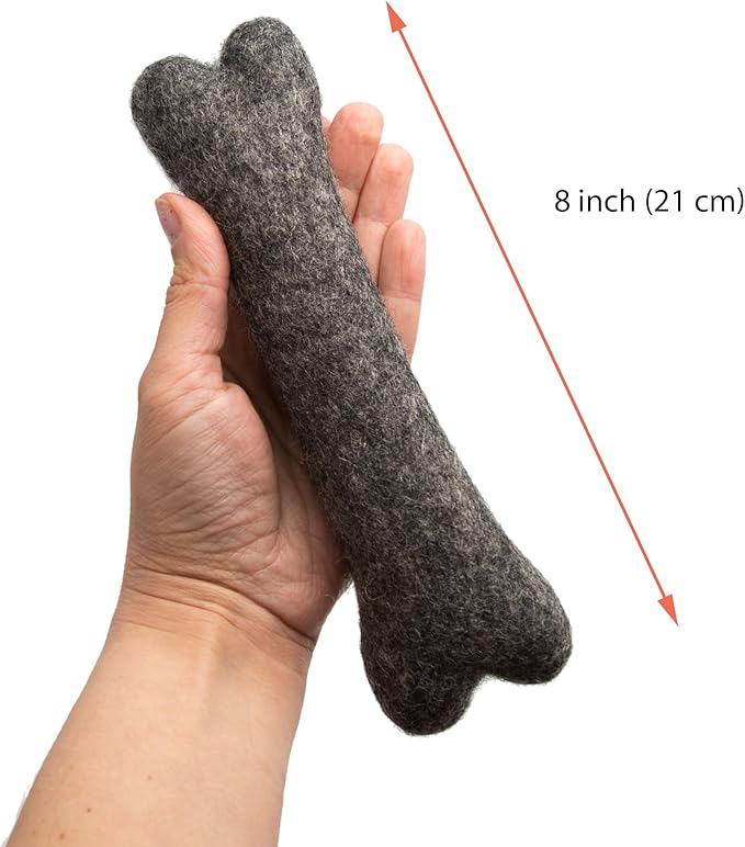 Glaciart One Felted Wool Dog Chew Bone (3 Pcs)| Durable for Puppy Chew for Teething & Dog Teeth Cleaning | Pet Toys Fetch Games & for Anxiety/Boredom | Great for Small or Medium