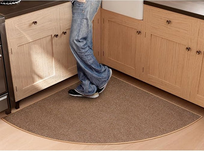 Fan Shaped Kitchen Mat 1 PCS, Cushioned Non Slip Rugs for Kitchen Floor, Absorbent Runner Comfort Standing Mats Washable for Kitchen, Office, Home (Brown, Radius 47")