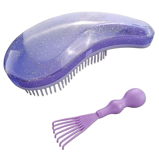 Gentle Grooming Puppy Brush with Gift Box ， Fit for Small Dog ， Yorkie, Shih Tzu, Maltipoo, Maltese and Pomeranian ，Toy Poodle Accessories, Soft Bristle (Glitter Purple)